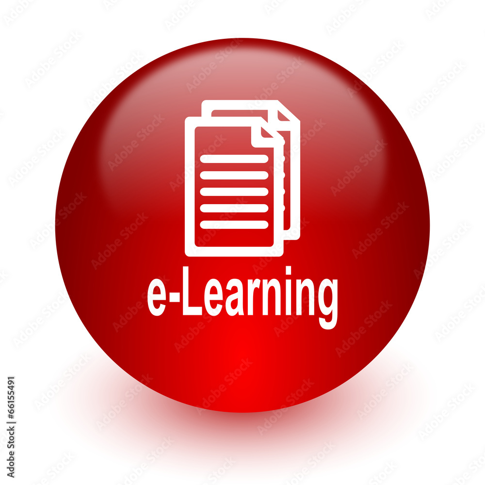 learning red computer icon on white background learning red computer icon on white background