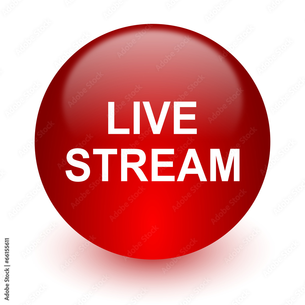 live stream red computer icon on white background live stream red computer icon on white background