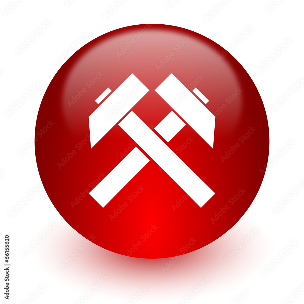 mining red computer icon on white background mining red computer icon on white background