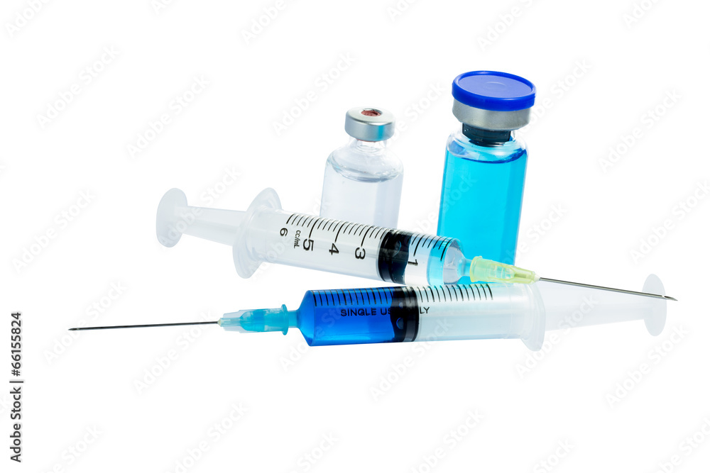 Glass Medicine Vial botox or flu with medical Syringe Glass Medicine Vial botox or flu with medical Syringe