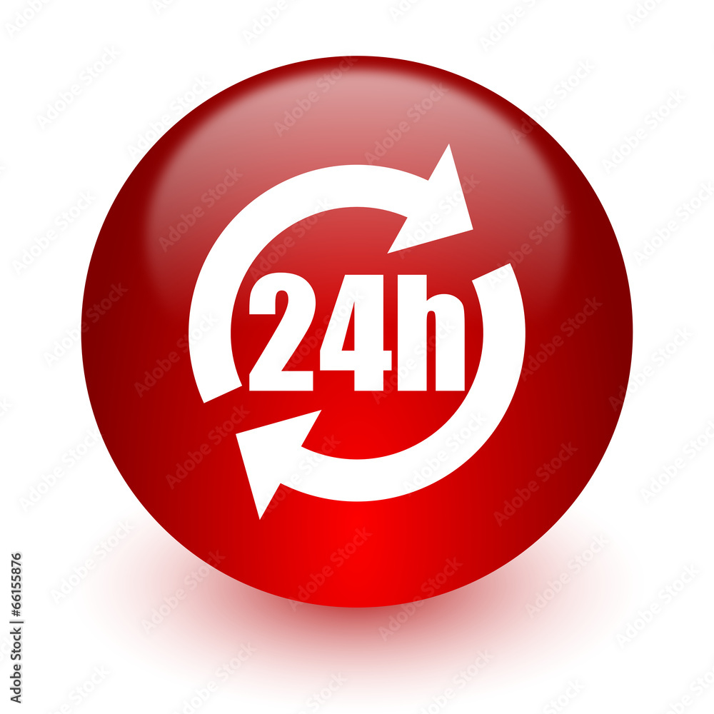 24h red computer icon on white background 24h red computer icon on white background