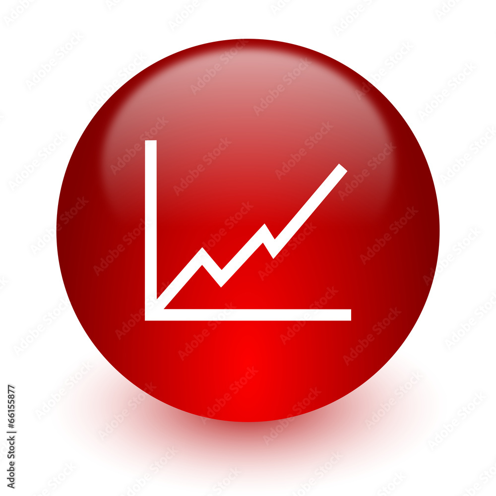 chart red computer icon on white background chart red computer icon on white background