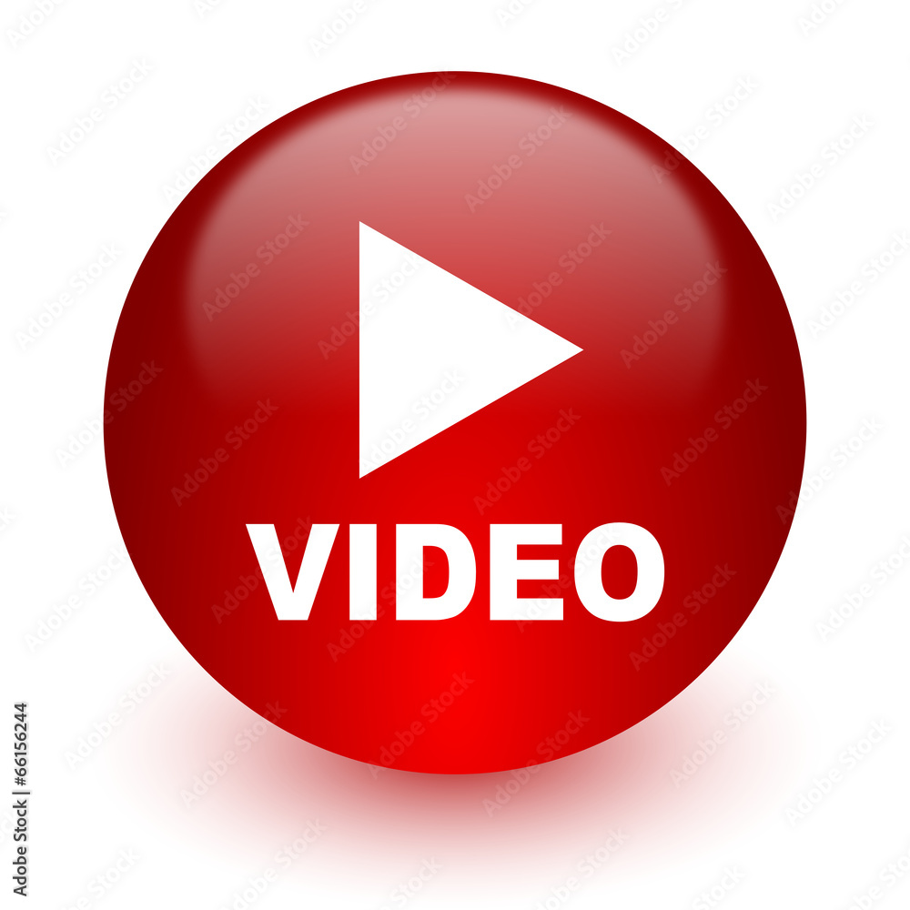 video red computer icon on white background video red computer icon on white background