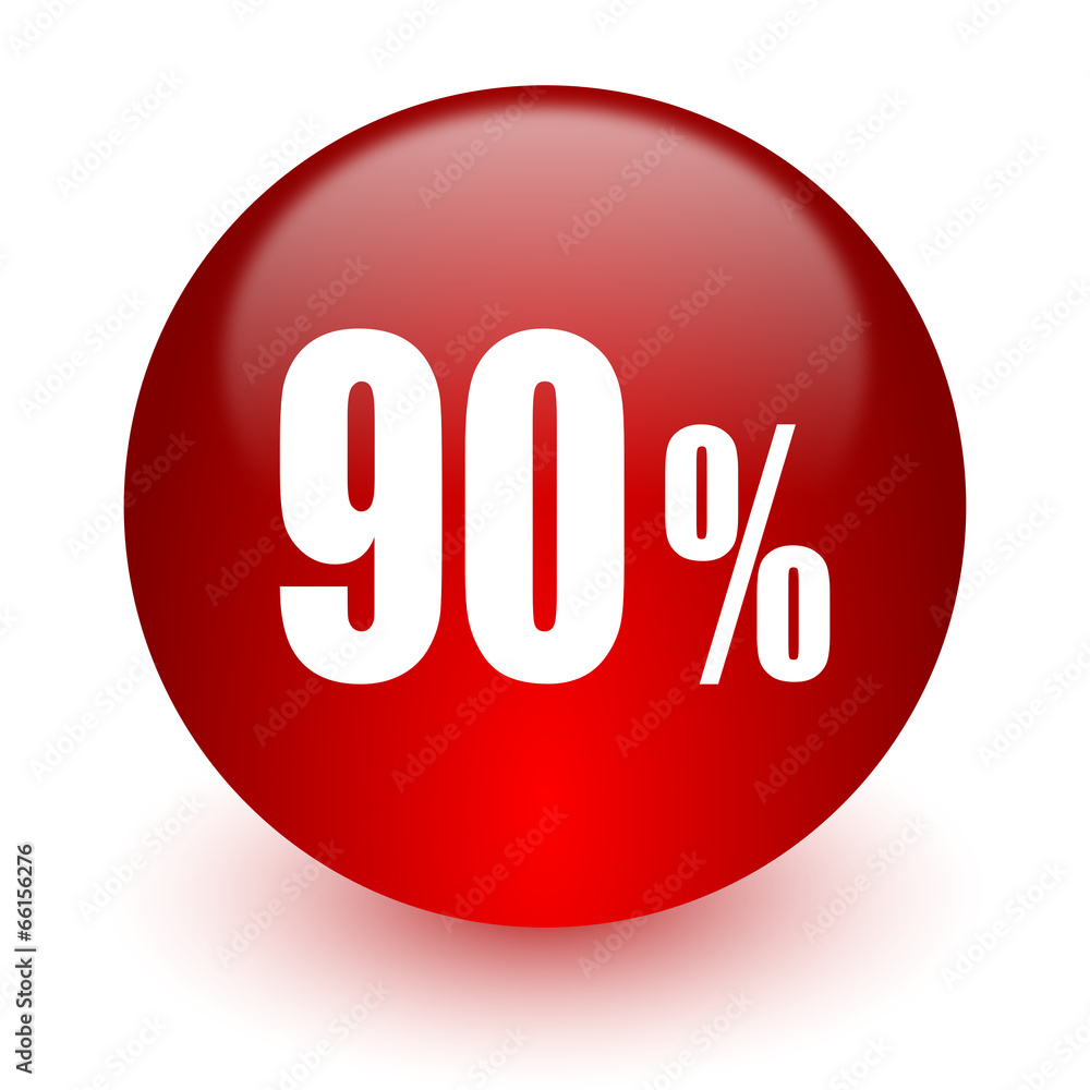 90 percent red computer icon on white background 90 percent red computer icon on white background