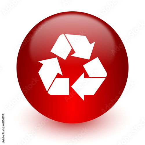 recycle red computer icon on white background