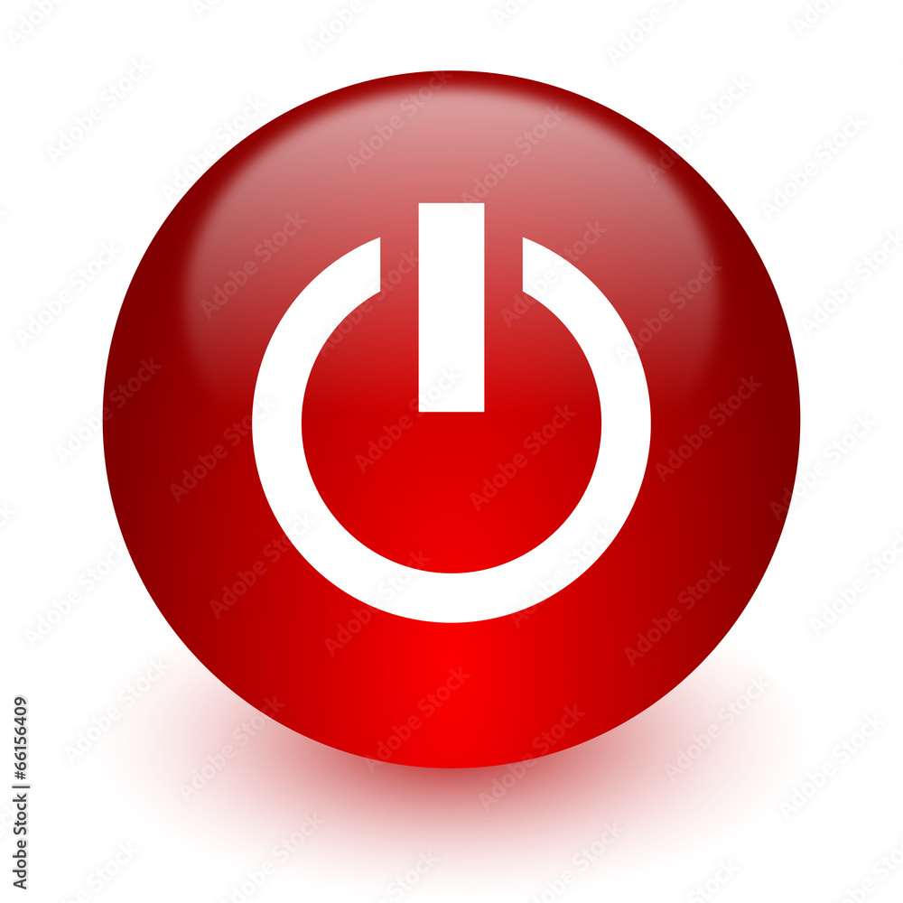 power red computer icon on white background power red computer icon on white background
