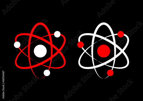 Atom icons on black background