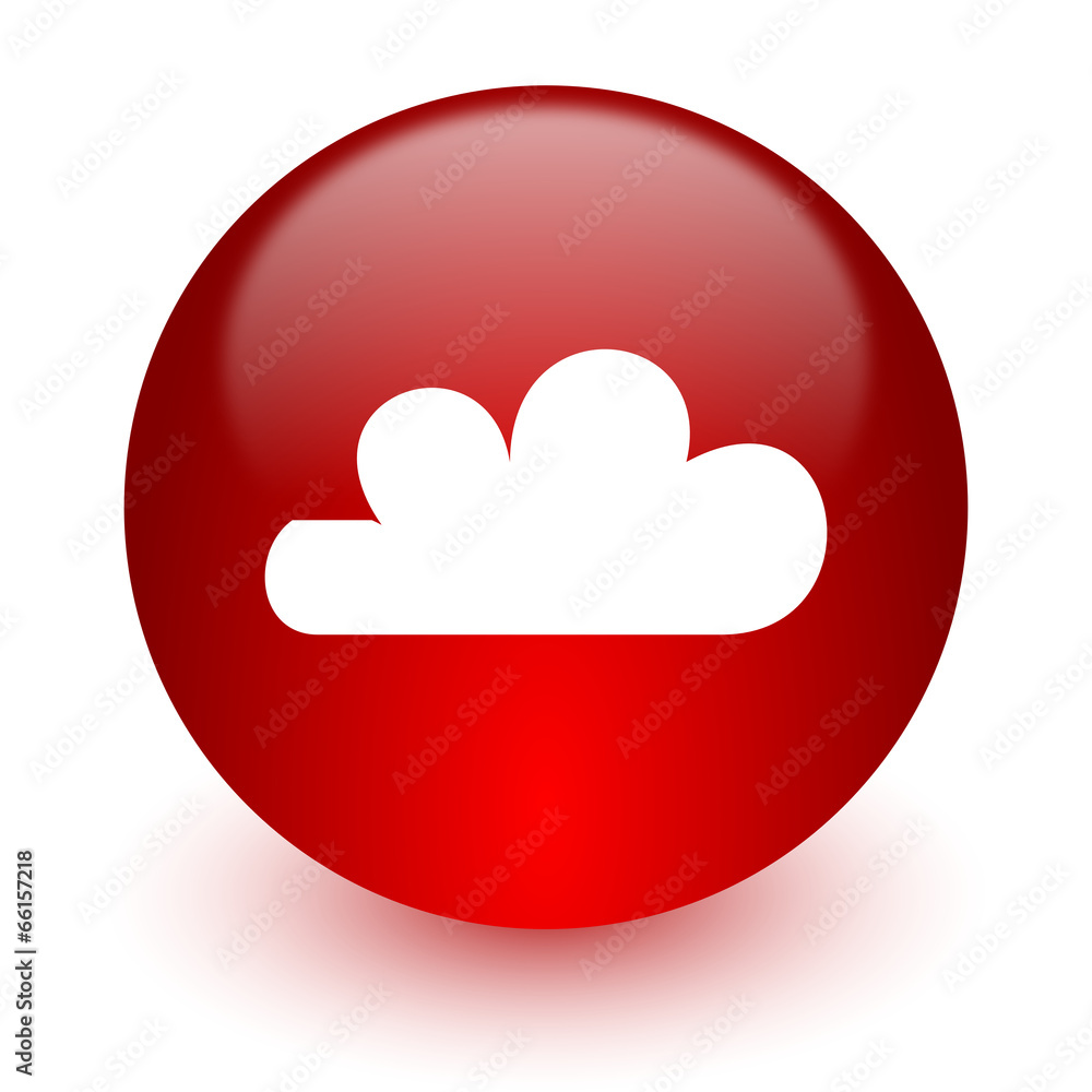 cloud red computer icon on white background cloud red computer icon on white background