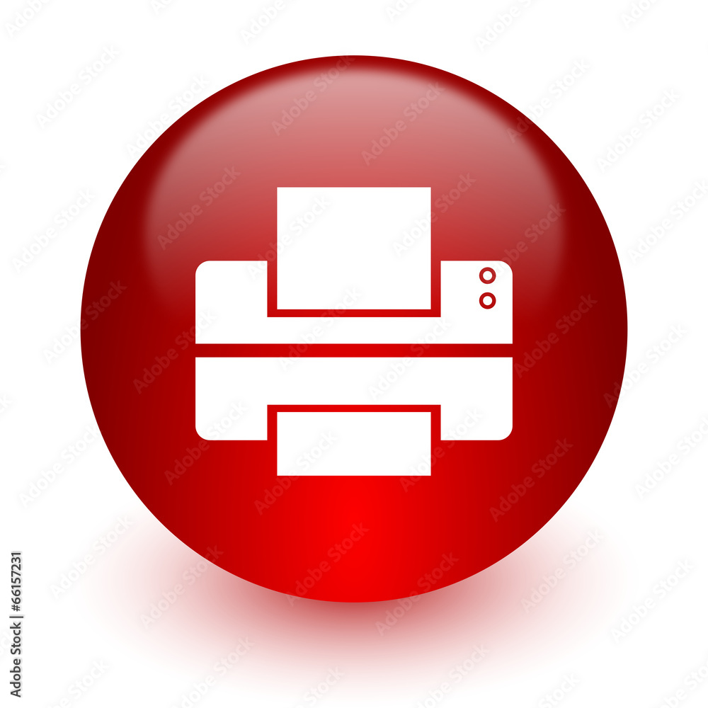 printer red computer icon on white background printer red computer icon on white background
