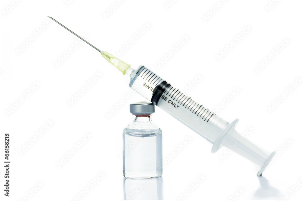 Glass Medicine Vial botox or flu with medical Syringe Glass Medicine Vial botox or flu with medical Syringe