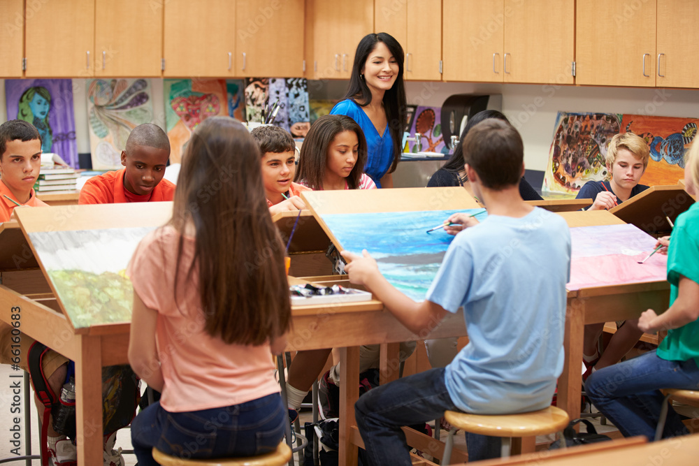 High School Art Class With Teacher Stock Photo | Adobe Stock