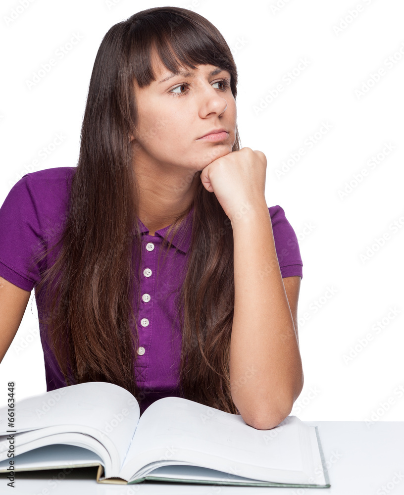 thoughtfull girl with book thoughtfull girl with book