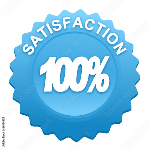 cent pour cent satisfaction sur bouton web denté bleu