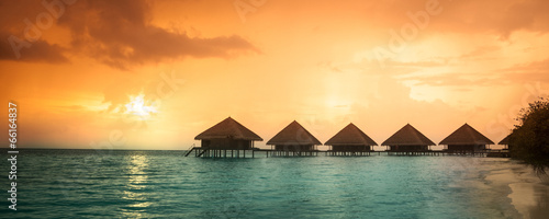 Over water bungalows with steps
