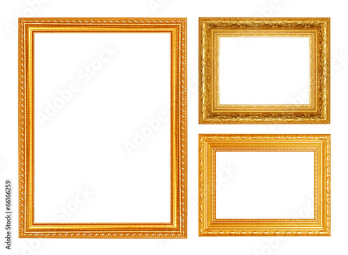 Set golden frame isolated on white background