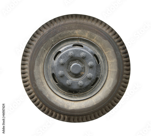 Truck wheel (with clipping path) isolated on white background