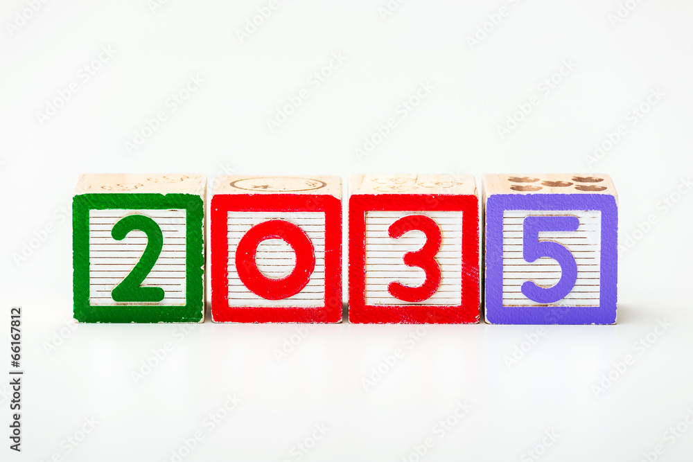 Wooden block for year 2035 Wooden block for year 2035