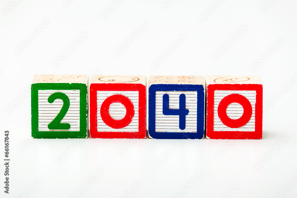 Wooden block for year 2040 Wooden block for year 2040