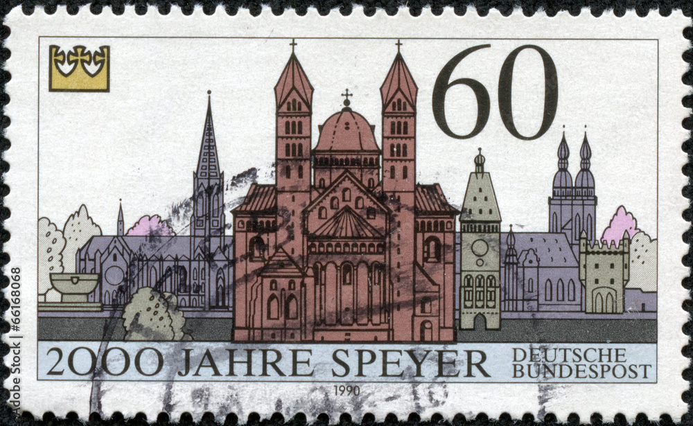 stamp printed in the Germany,shows the Speyer Cathedral