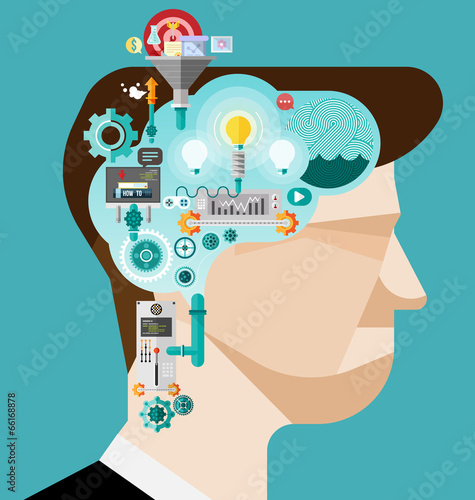Brainstorming businessman create idea vector