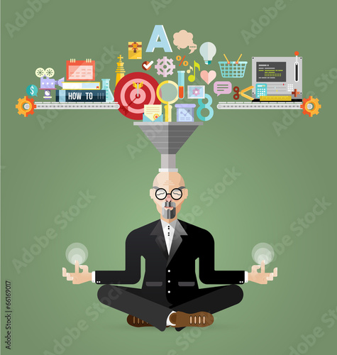 old Business meditation to create idea vector