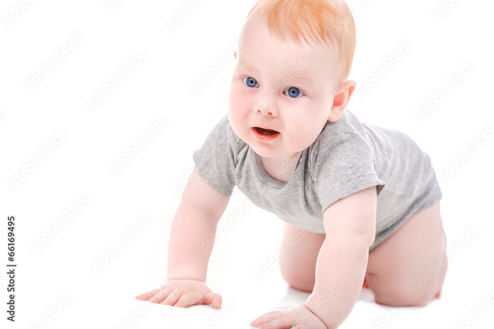Funny baby, smiling, beautiful baby face close-up