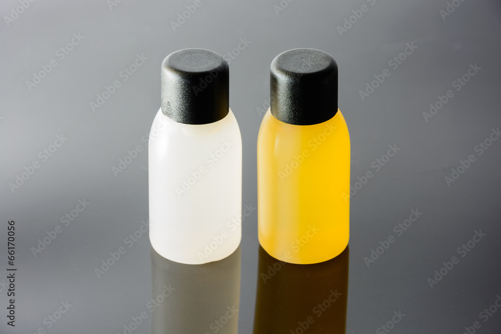 Hotel cosmetic bottles isolated Hotel cosmetic bottles isolated