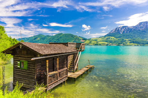 Bootshaus am Attersee, Österreich photo