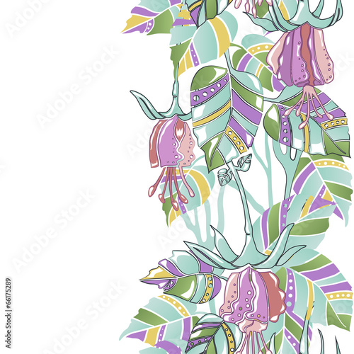 Seamless vertical pattern amazing flowers