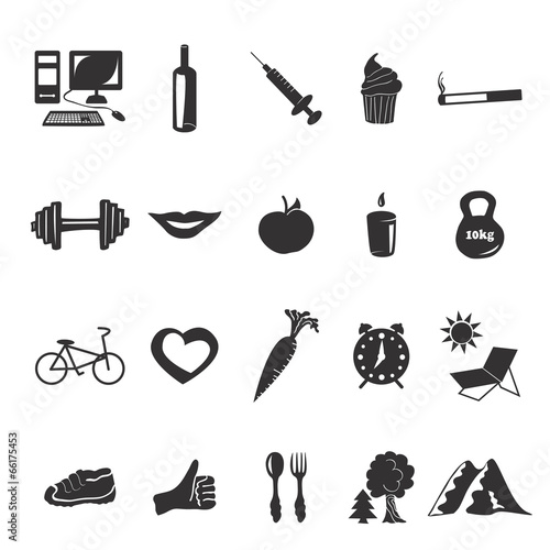 Vector black icons health