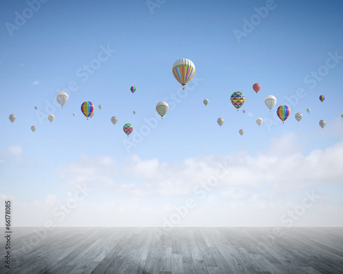 Aerostats in sky