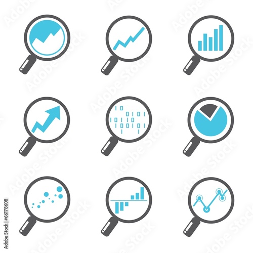 magnifier glass with data chart