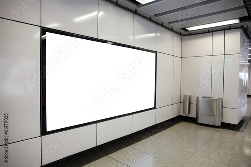 Canvas Print Blank Billboard in metro subway station
