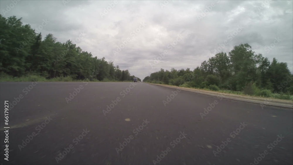 camera with fast speed moves along the highway camera with fast speed moves along the highway