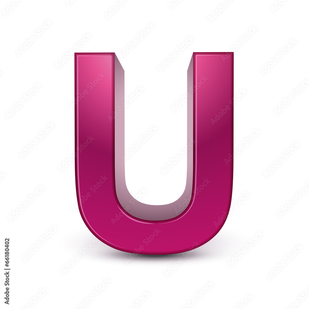 3d alphabet pink U 3d alphabet pink U