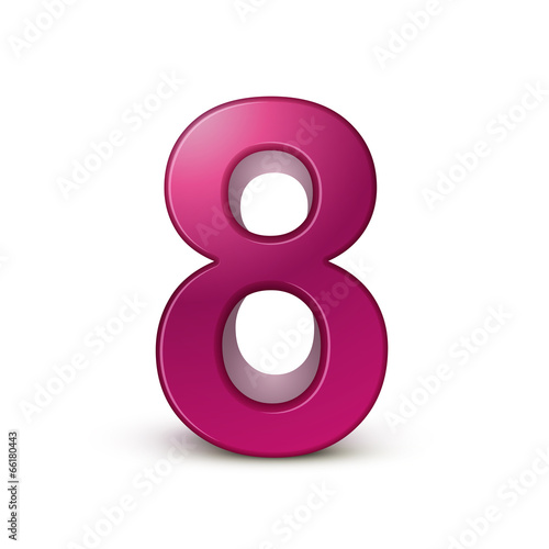 3d shiny pink number 8