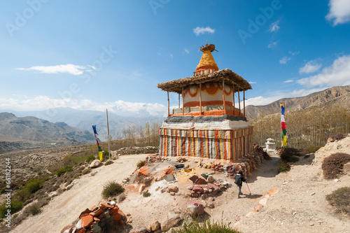 Fotografie Buddhist stupa, Upper Mustang, Nepal