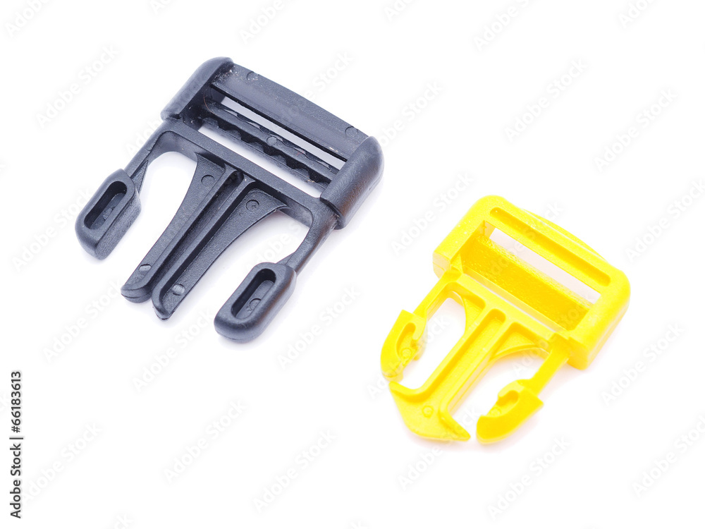 plastic buckle on a whita background plastic buckle on a whita background
