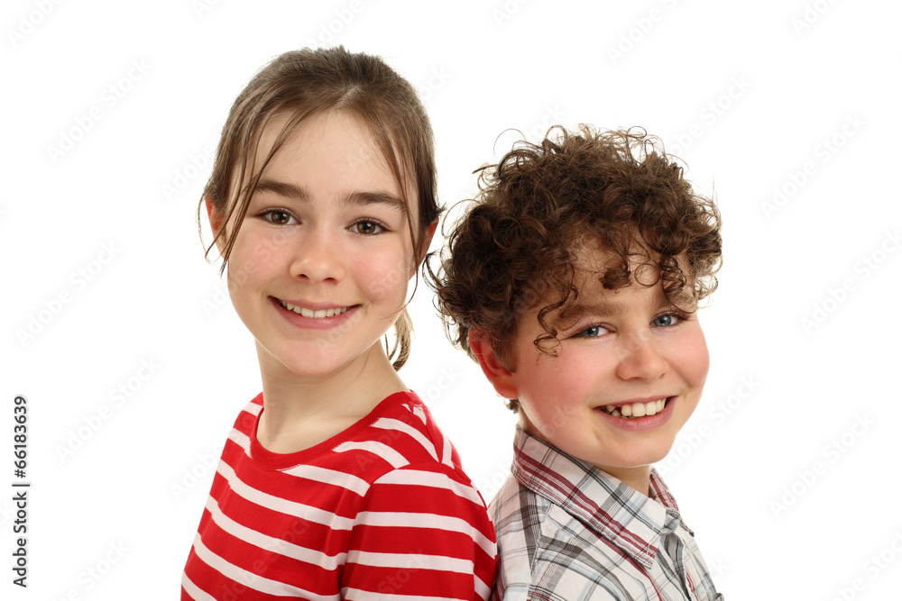 Girl and boy isolated on white background Girl and boy isolated on white background