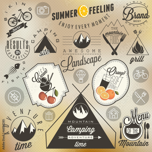 Retro vintage style symbols for Mountain Expedition.