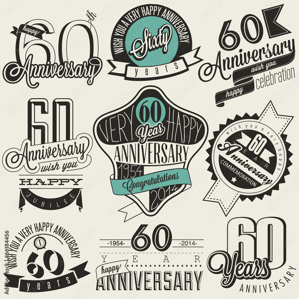 Obraz premium Vintage style 60th anniversary collection.