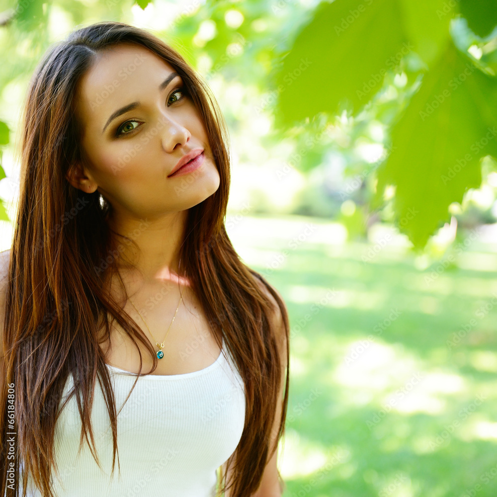 young beautiful lady outdoor portrait, girl with long brown hair young beautiful lady outdoor portrait, girl with long brown hair
