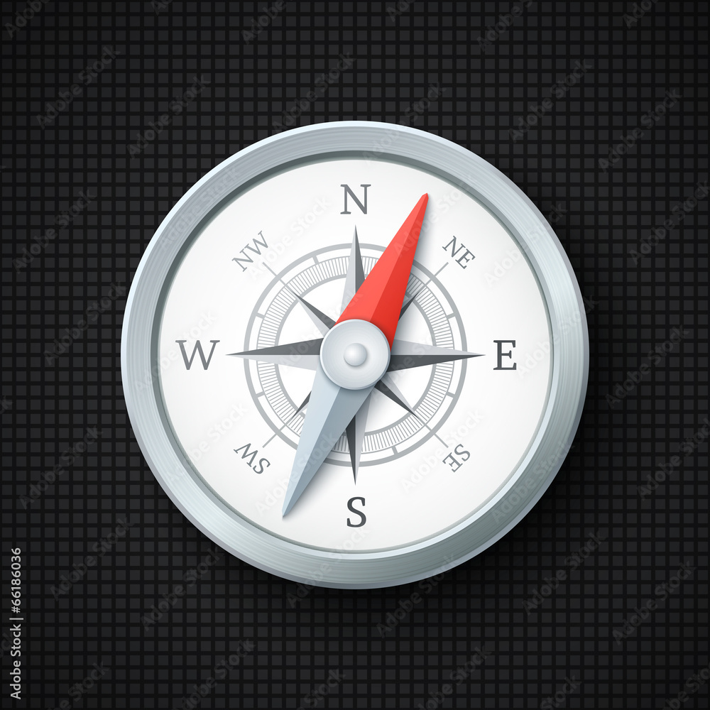 Compass icon on black textured background Compass icon on black textured background
