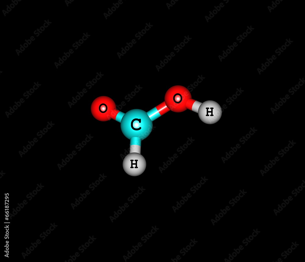 Formic acid molecule isolated on black Formic acid molecule isolated on black