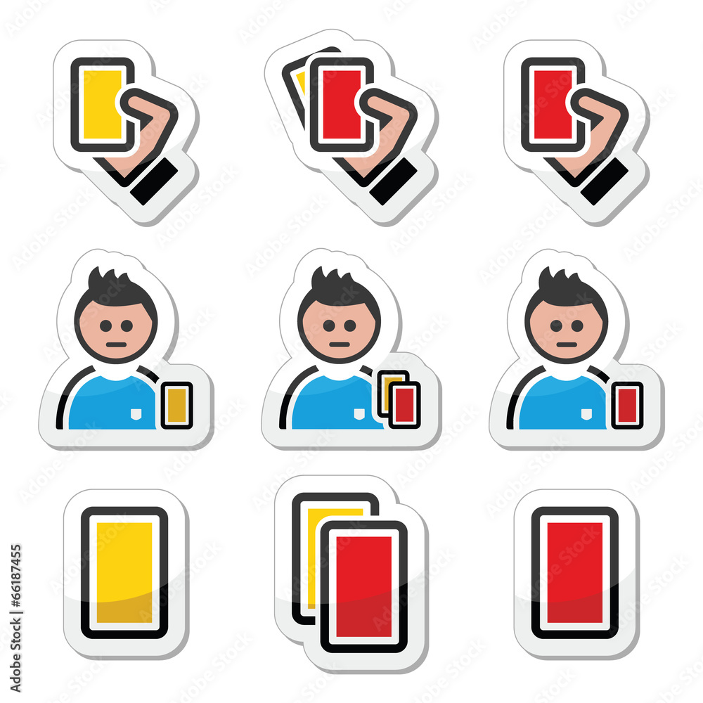Fototapeta premium Football or soccer yellow and red card icons set