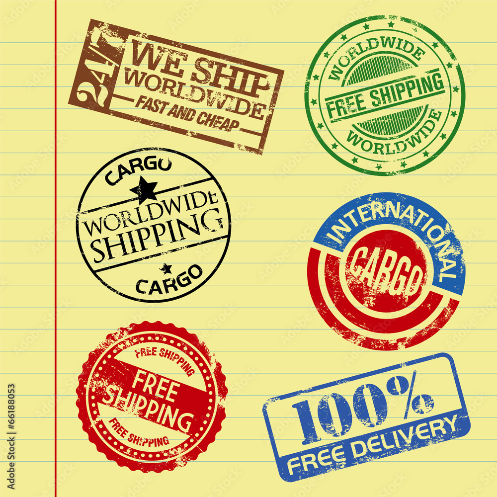 cargo and shipping themed rubber stamps