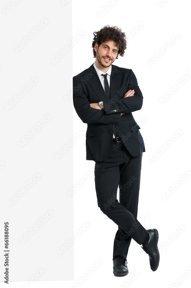 Handsome Man Leaning On Billboard Handsome Man Leaning On Billboard