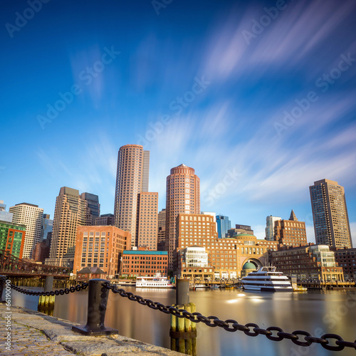 Boston Harbor and Financial District in Boston