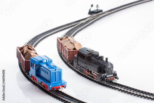 two toy locomotives