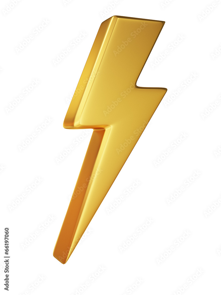 Golden Lightning Symbol on White Background Golden Lightning Symbol on White Background